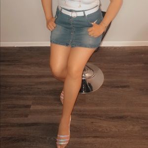Button jean skirt